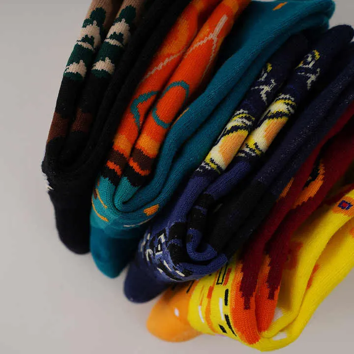 جوارب برسوم كرتونية مضحكة Socks Funny Cotton Mid Tube Movie Socks