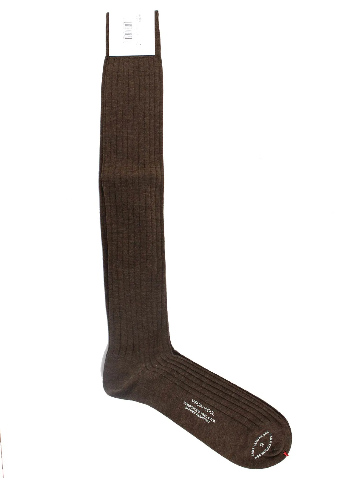 Cesare Attolini Wool Socks Brown Solid Ribbed US 12 / EUR 46 - Over The Calf FINAL SALE