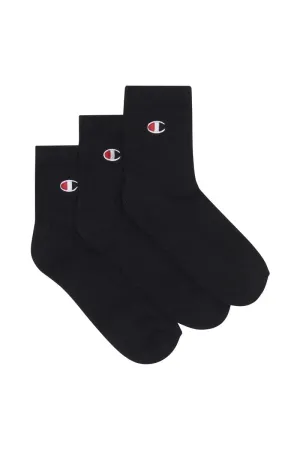 CHAMPION C LOGO CREW SOCKS 3PK - BLACK
