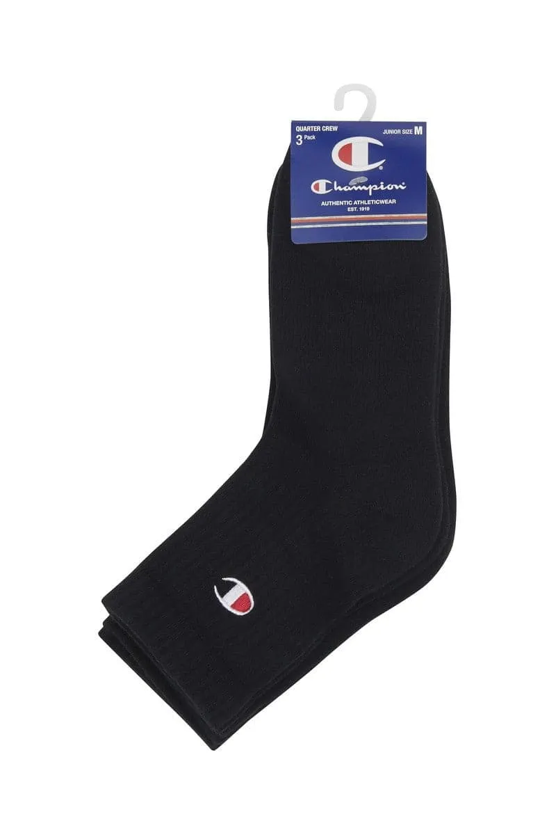 CHAMPION C LOGO CREW SOCKS 3PK - BLACK