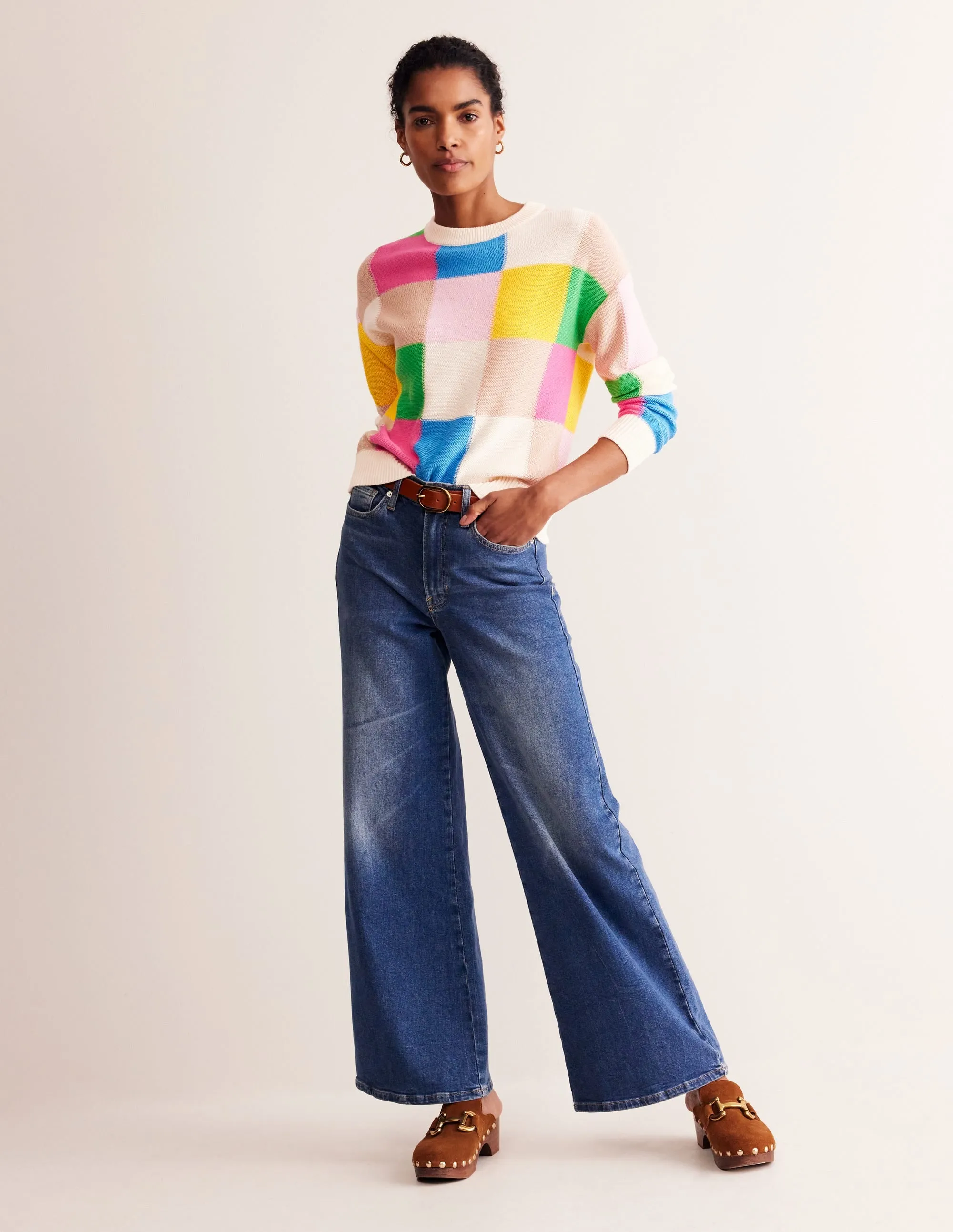 Cotton Argyle Jumper-Multi, Check