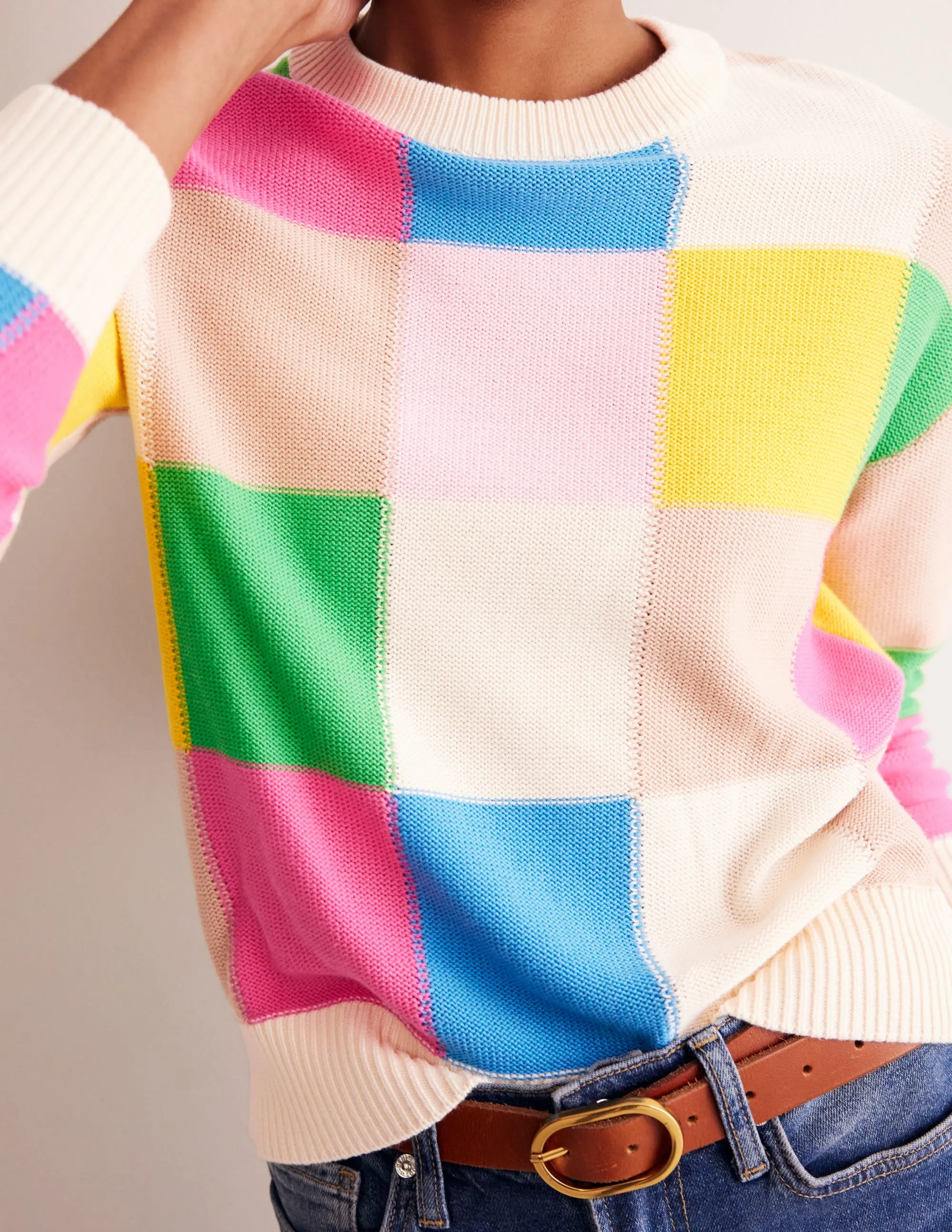 Cotton Argyle Jumper-Multi, Check