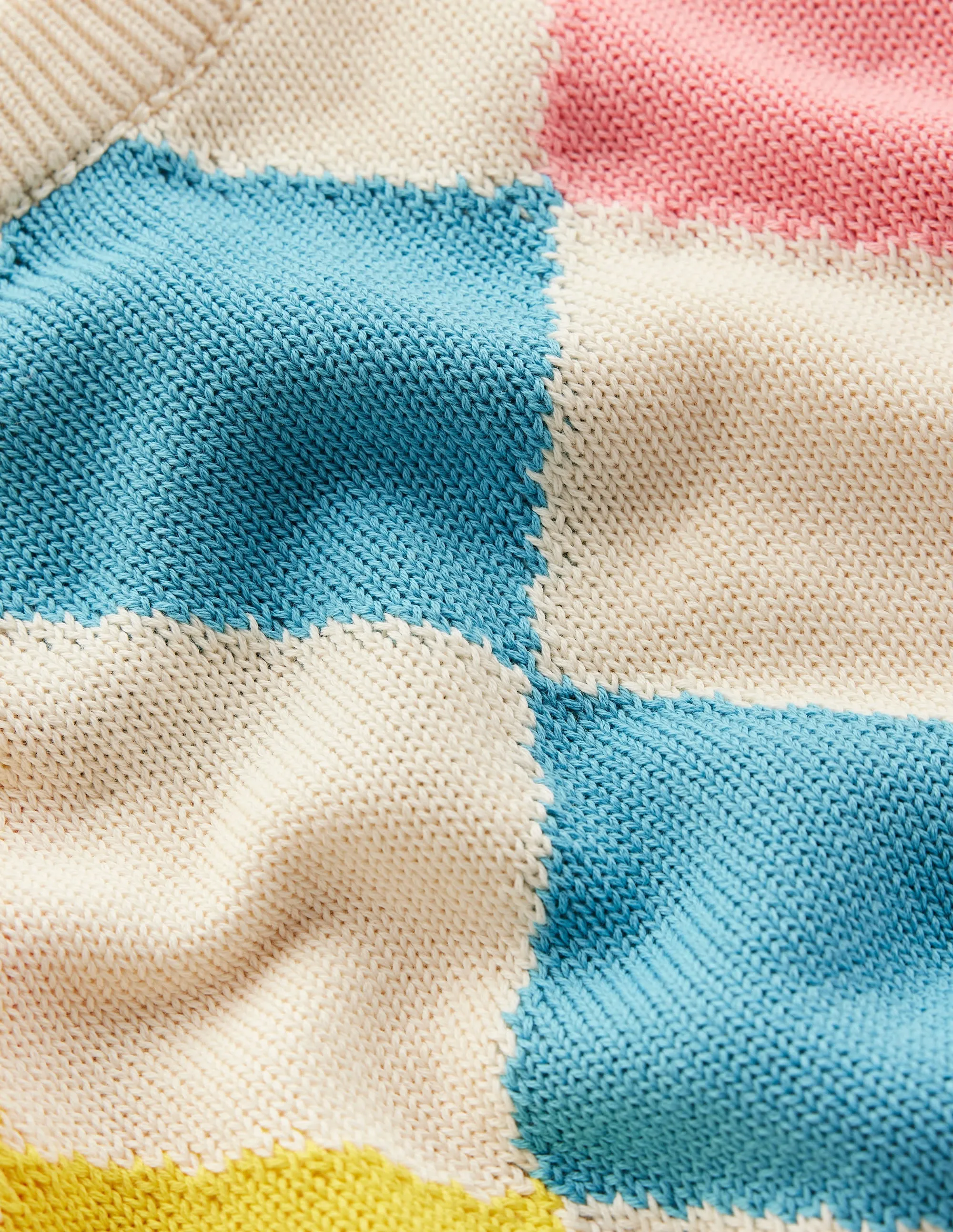 Cotton Argyle Jumper-Pink, Light Blue Argyle