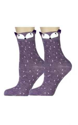 DB76140 Cute Fox Cartoon Cotton Casual Socks  (12prs Pack)