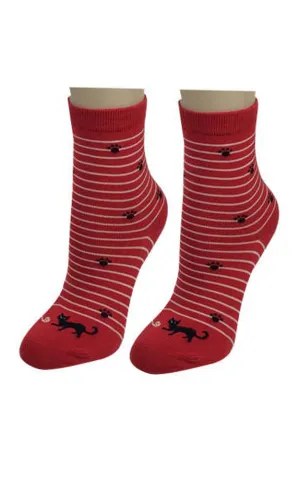 DB76165 Cute Cat Cartoon Cotton Casual Socks  (12prs Pack)