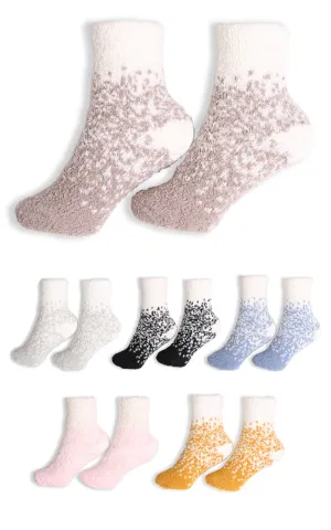 JCS109 Two Tone Pattern Fuzzy Socks (6prs Pack)