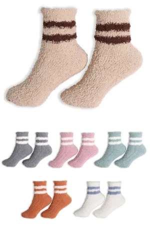 JCS110 Retro Stripe Pattern Fuzzy Socks (6prs Pack)