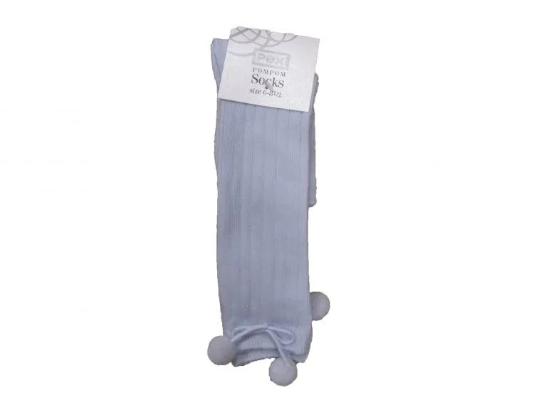 Pex Knee High Pom Ribbed Socks