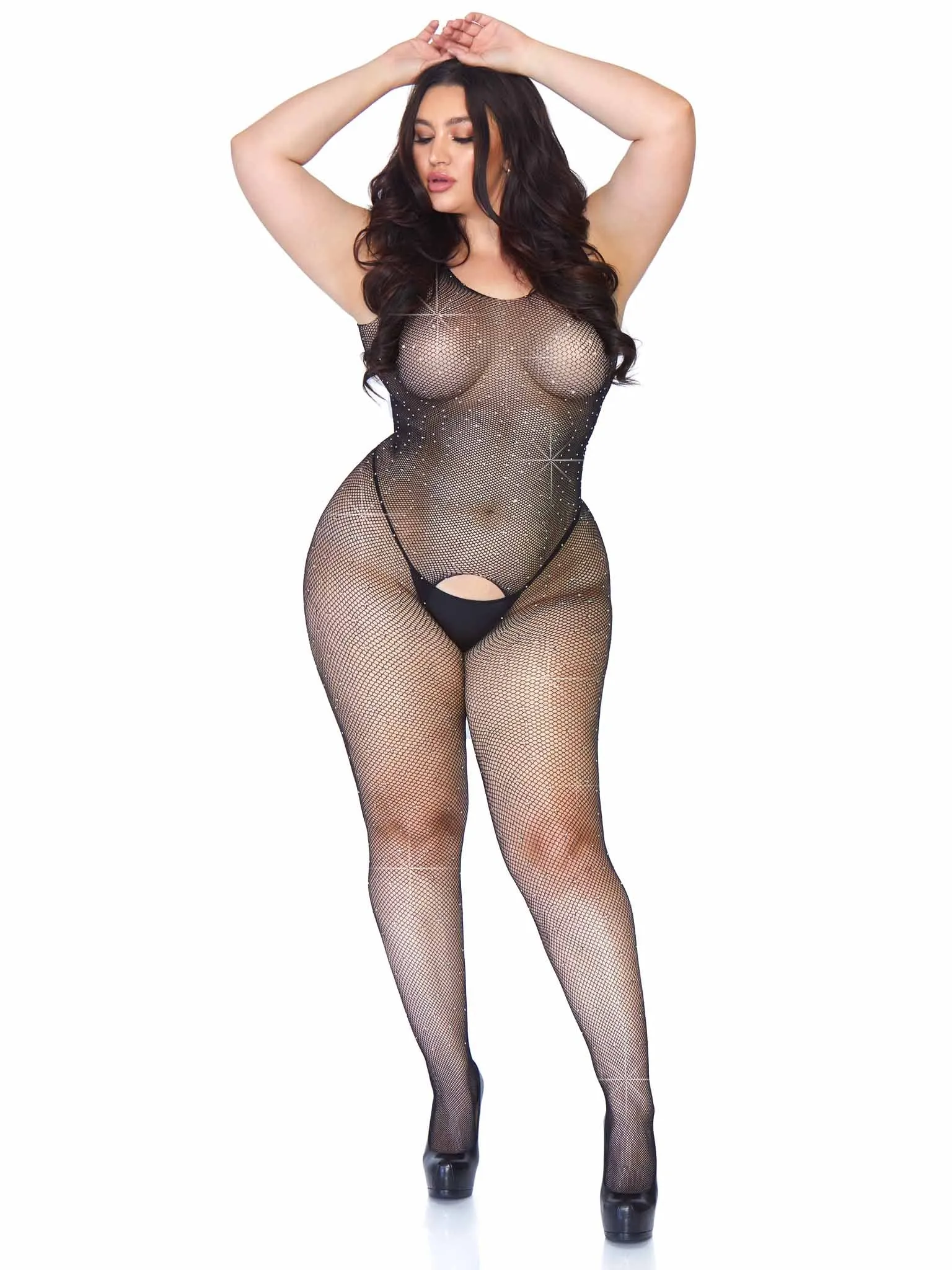 Plus Dare Me Rhinestone Bodystocking