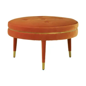 Soft Burnt Orange Stool - Round Velvet - 76cm