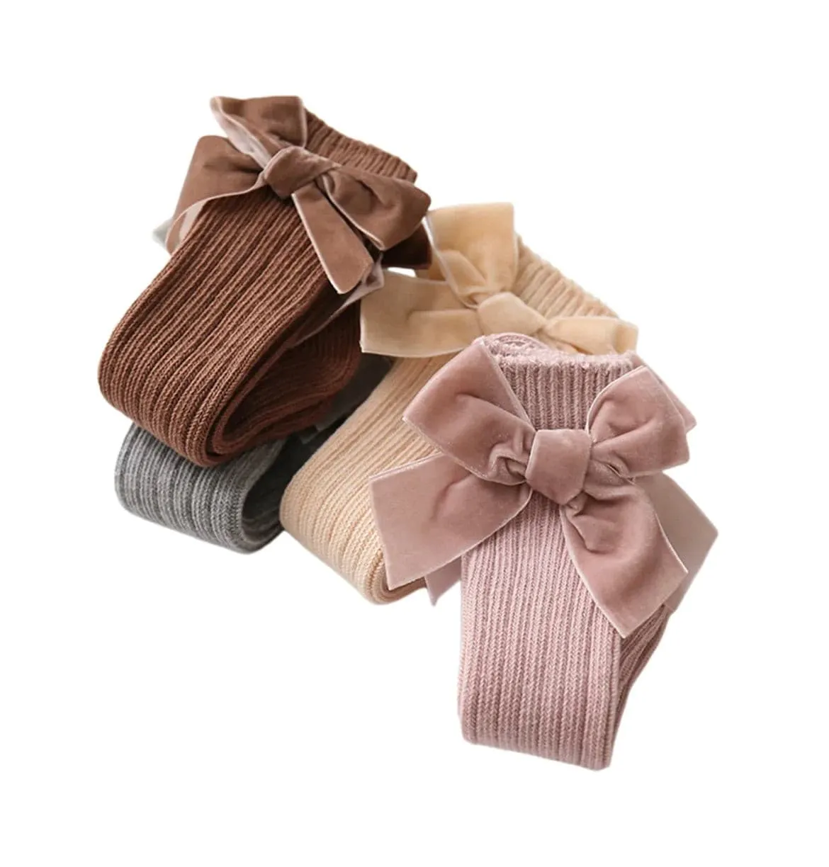 Valentina - Velvet Bow Baby Socks - Rust