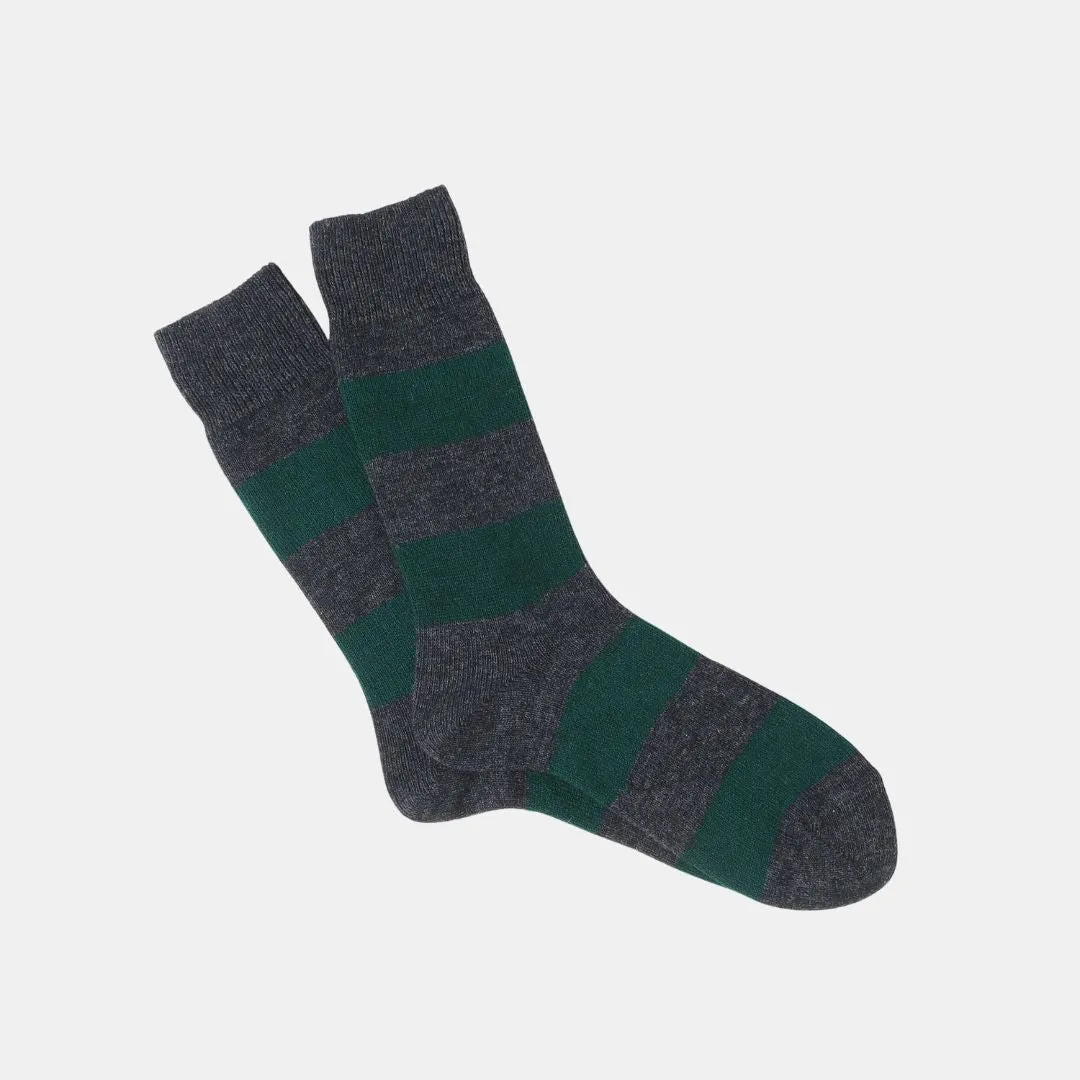 Wool Cashmere Stripes Crew Socks